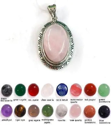 Handmade Natural Stone Gemstone Pendant with Copper & Silver, Stone Size 13*18mm, No. 109 ABC Rugs Kilims